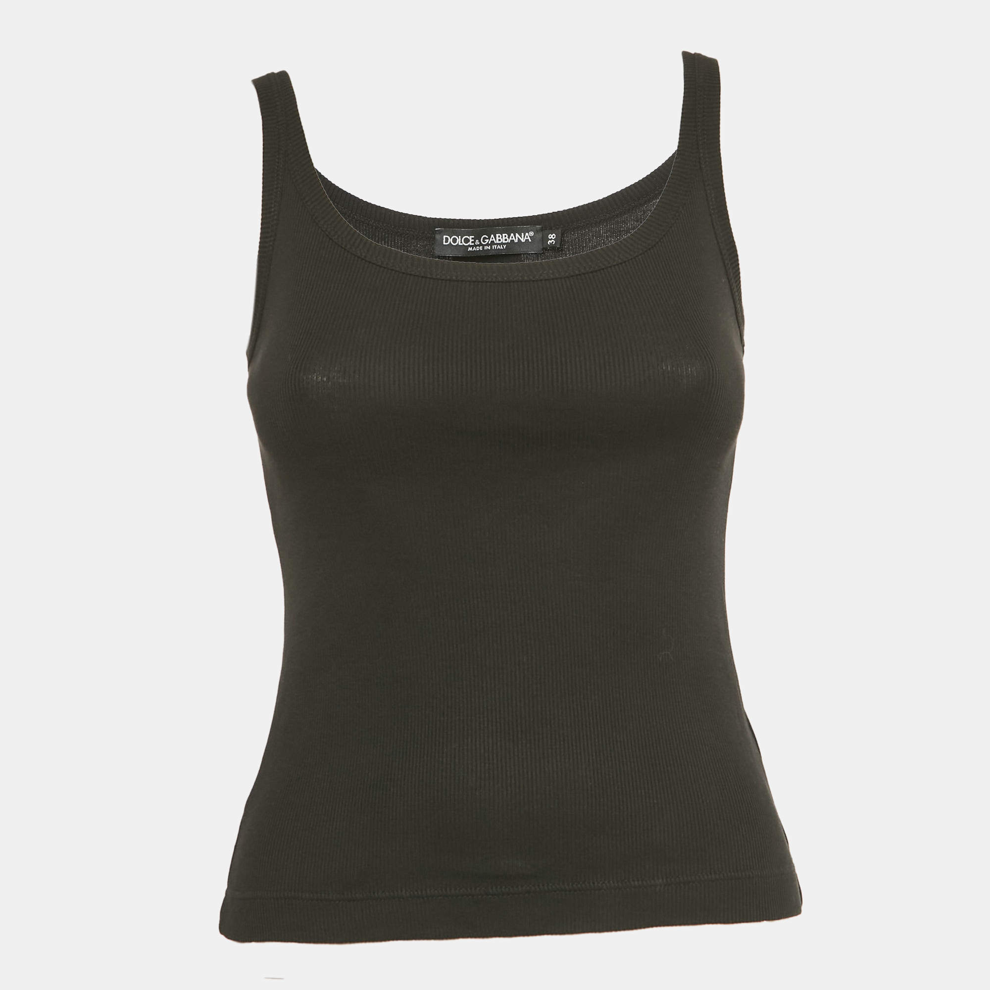 Pre Owned Dolce & Gabbana Black Rib Knit Tank Top S