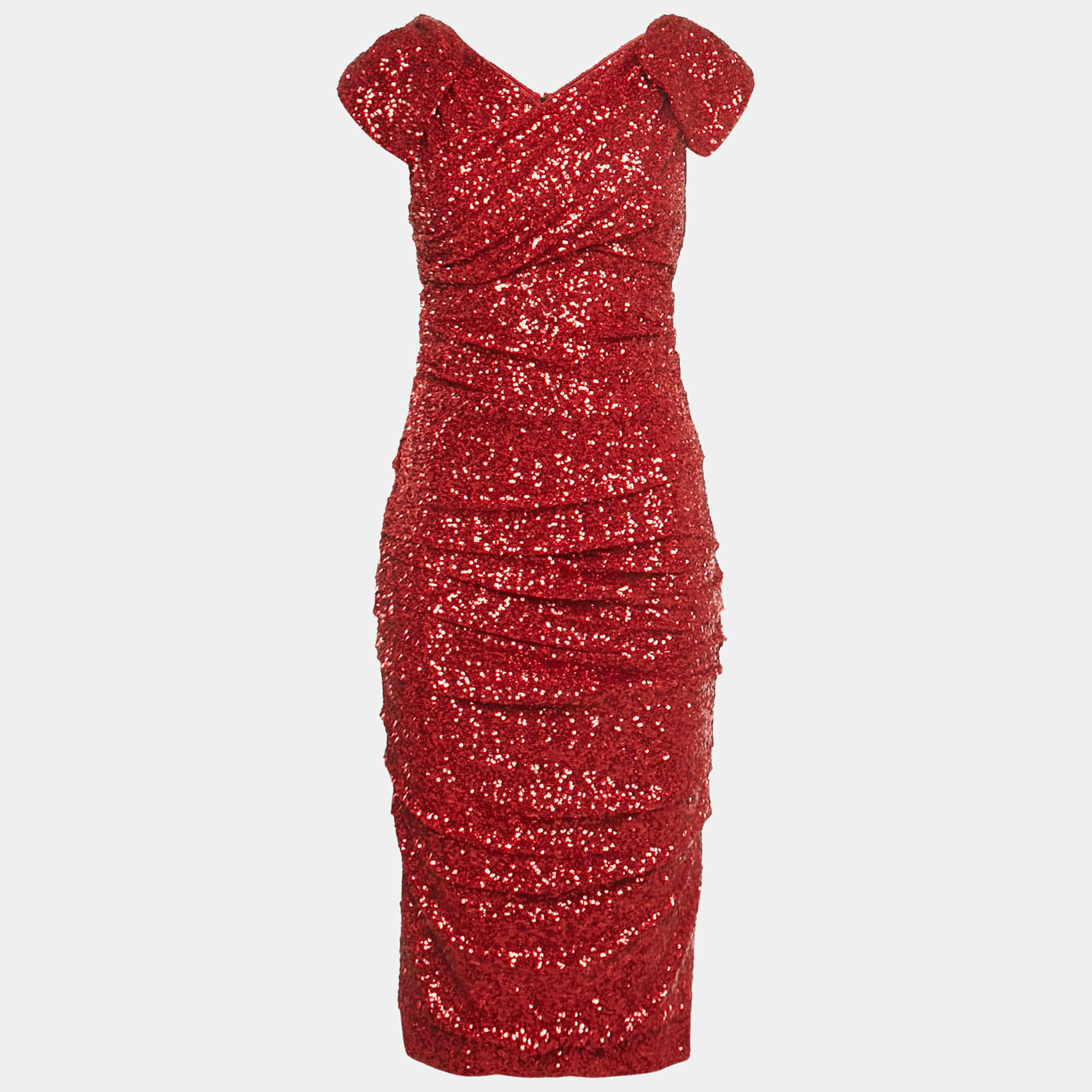 مملوكة مسبقًا فستان دولتشي أند غابانا ترتر أحمر متوسط الطول مقاس وسط