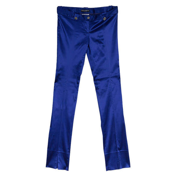 Pre Owned Dolce & Gabbana Purple Satin Trousers M