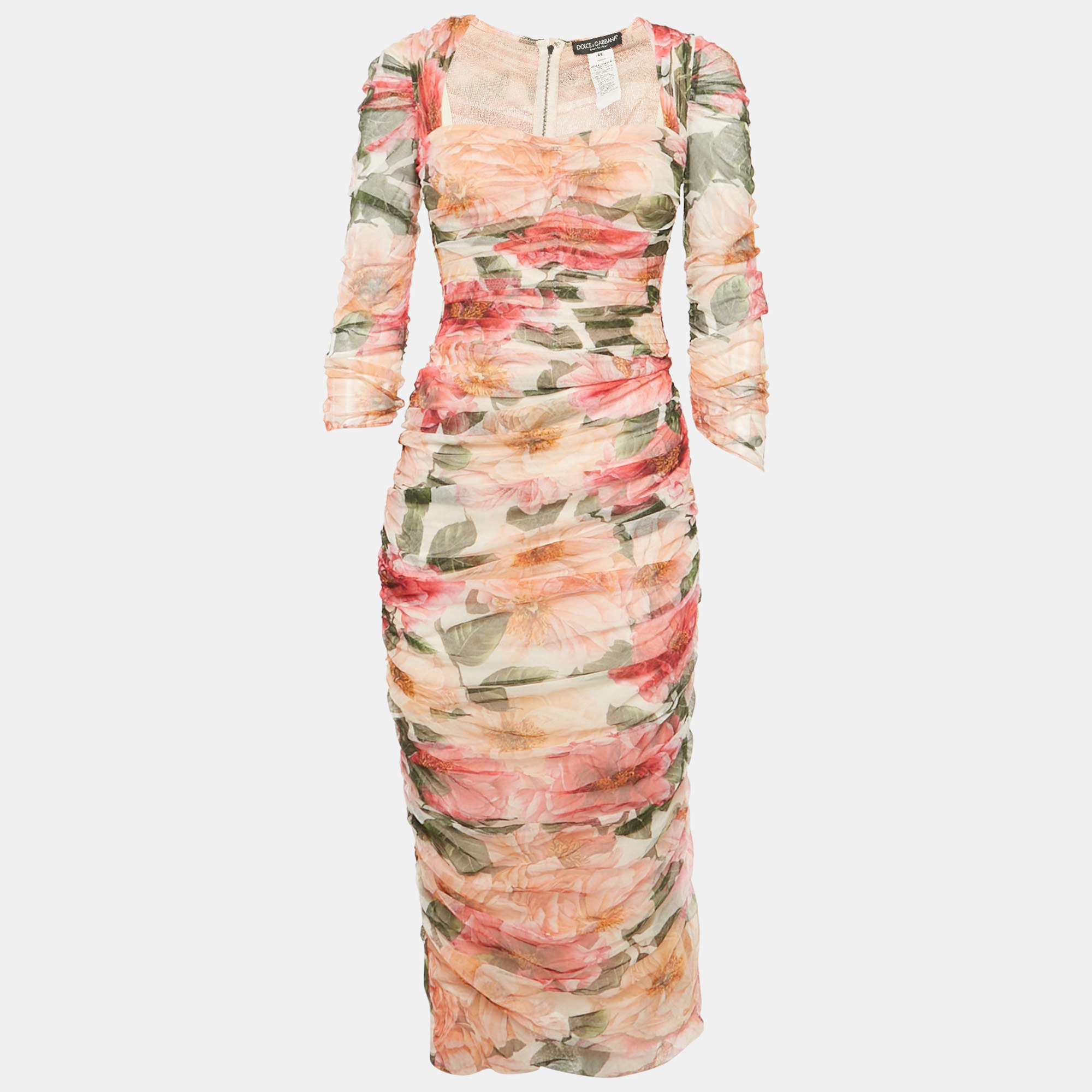 مملوكة مسبقًا Dolce & Gabbana Multicolor Floral Print Bodycon Dress XS