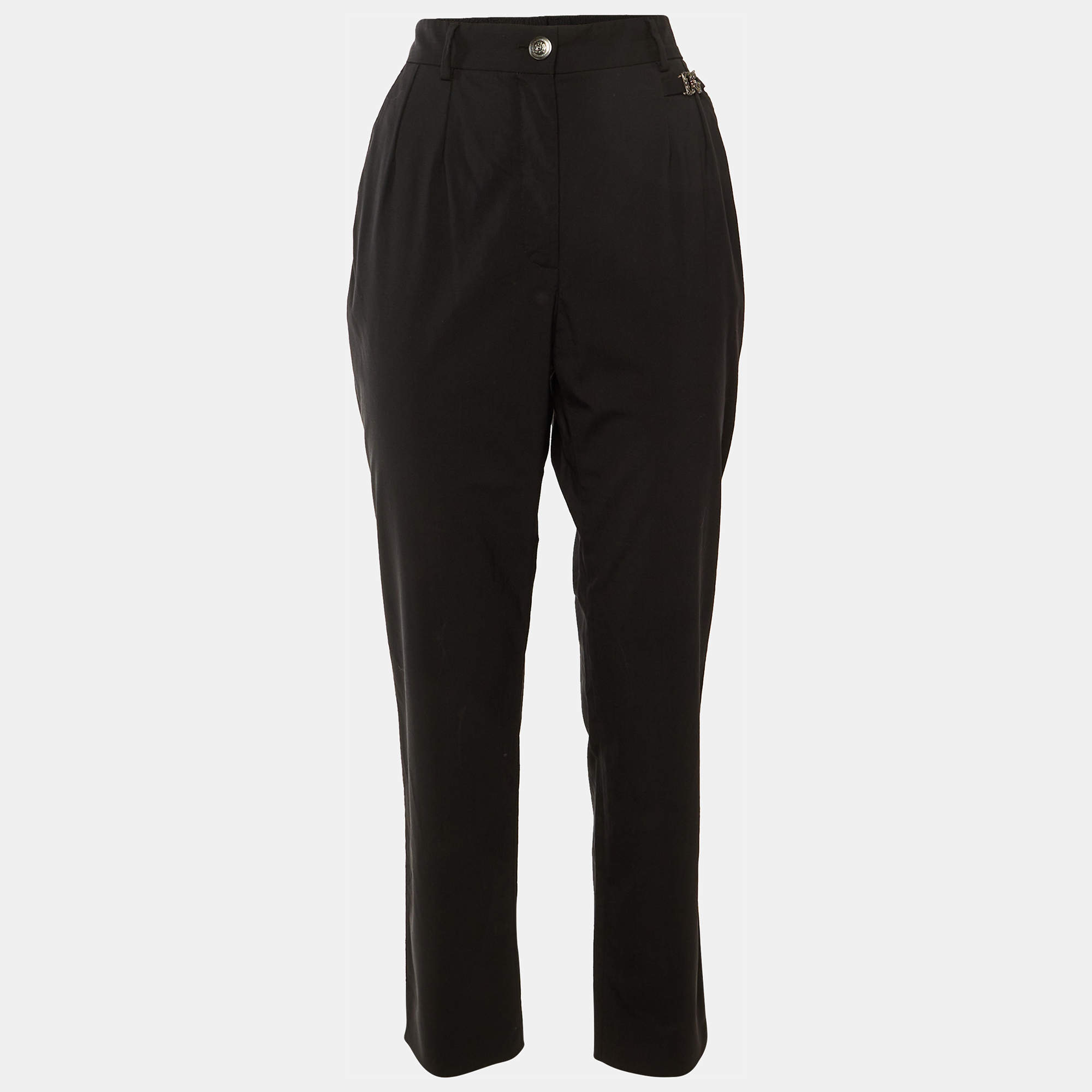 Pre Owned بنطلون صوف دولتشي آند غابانا مربع شعار D&G أسود مقاس متوسط