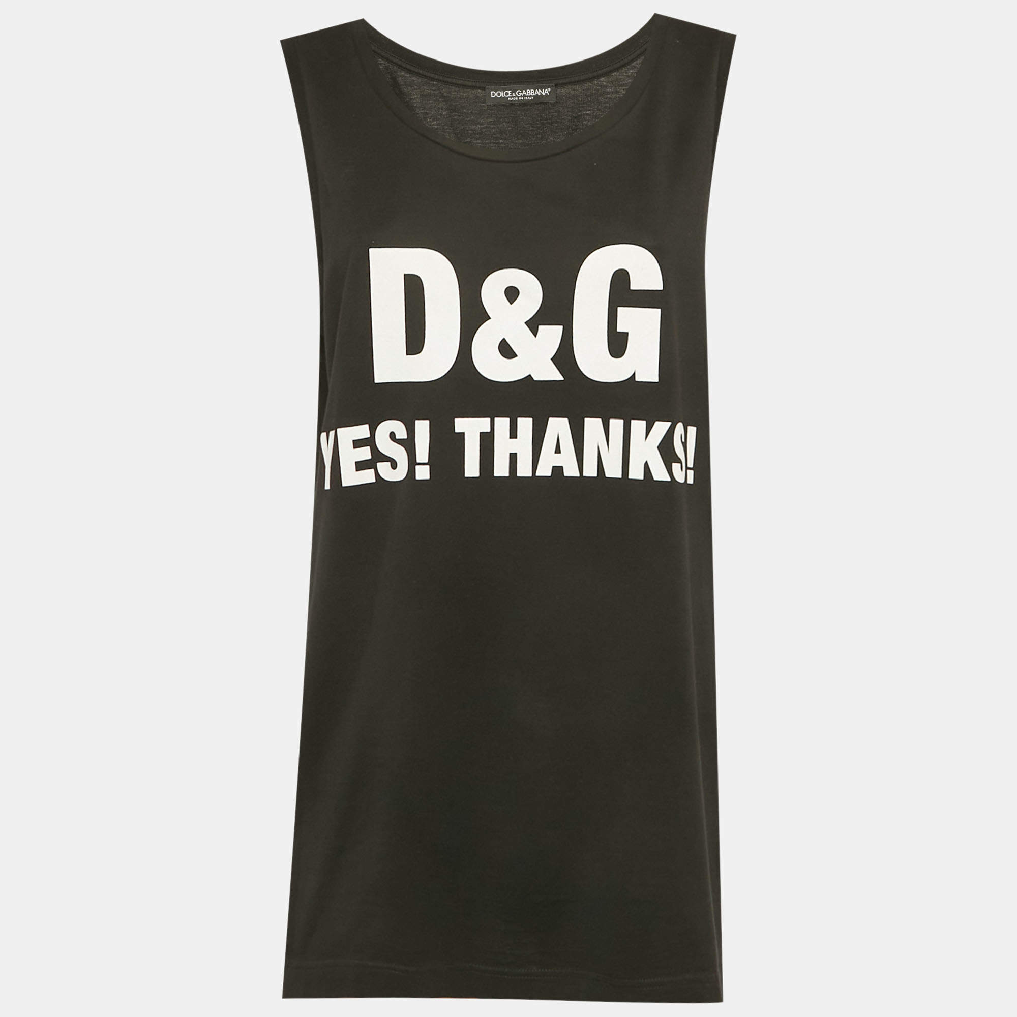 Pre Owned Dolce & Gabbana Black Slogan Print Jersey Tank Top M
