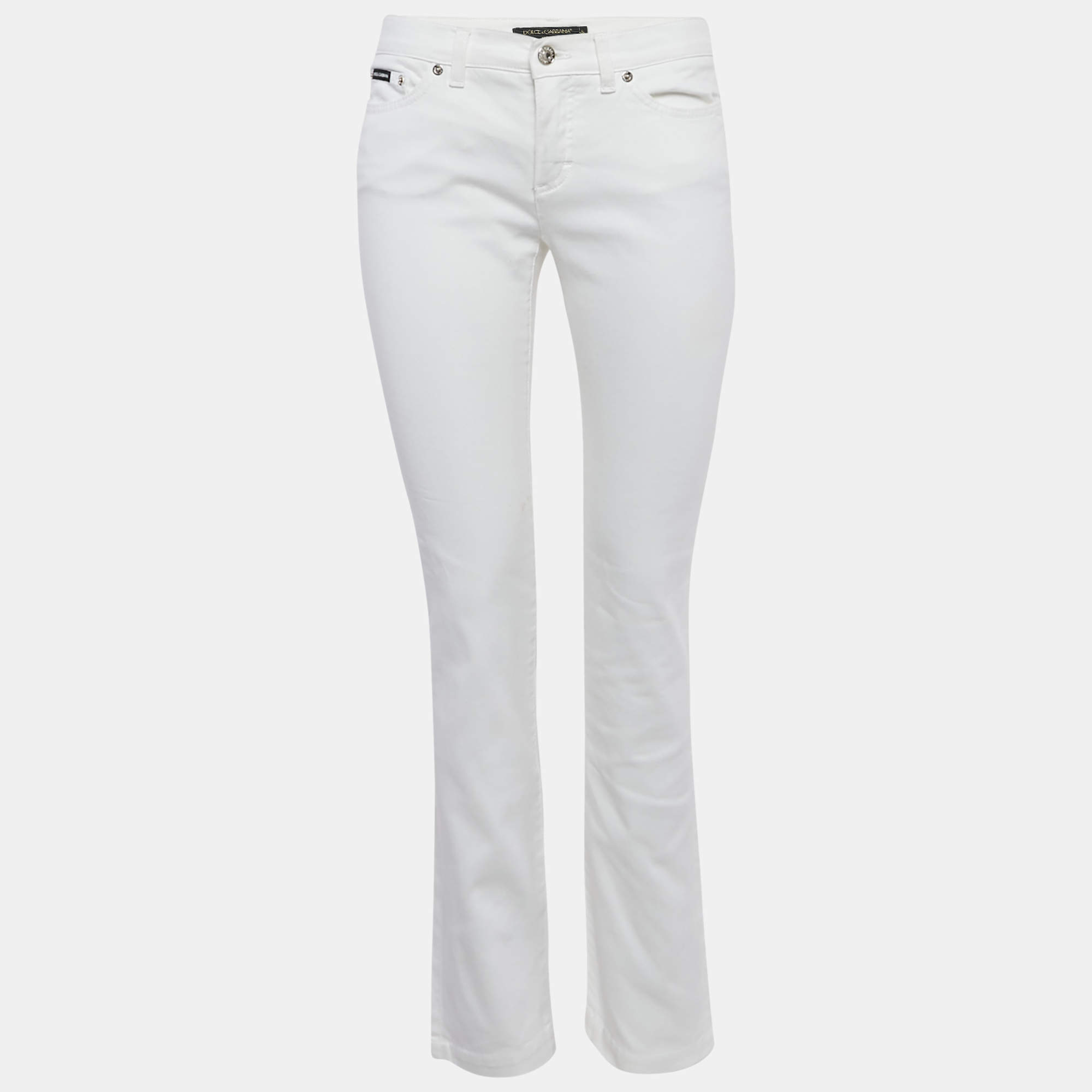مملوكة مسبقًا Dolce & Gabbana White Denim Girly Fit Jeans M/Waist 30"