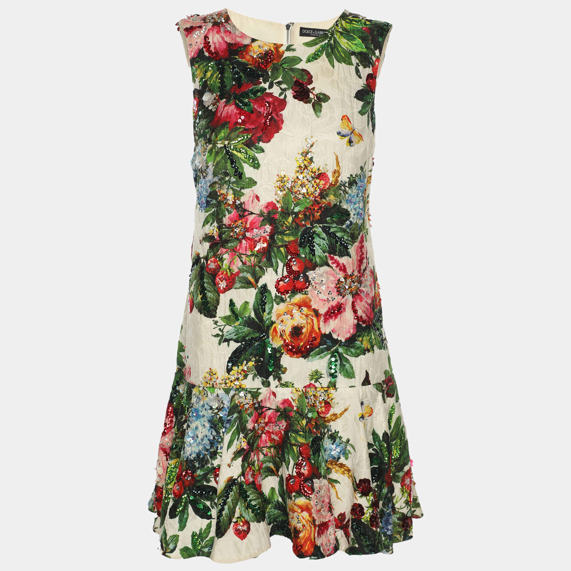 Pre Owned Dolce & Gabbana Multicolor Jacquard Embellished Dress S