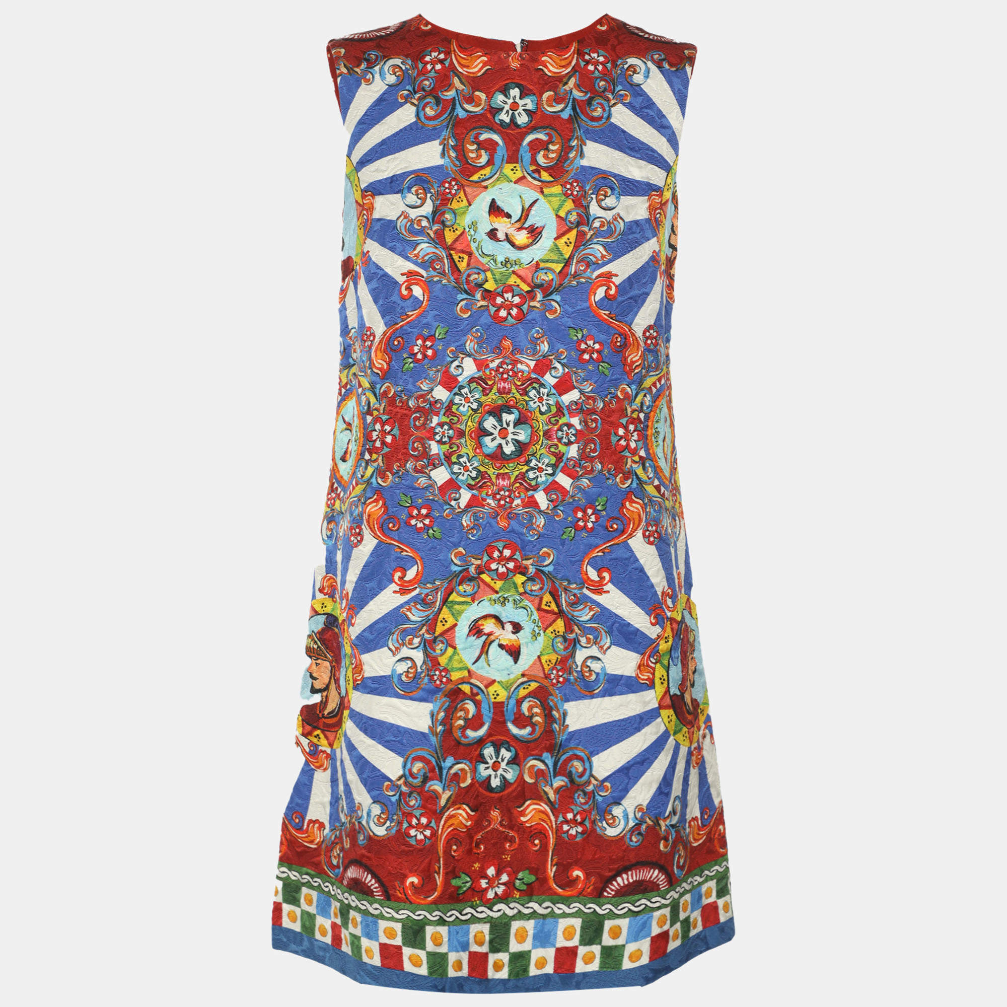 Pre Owned Dolce & Gabbana Multicolor Printed Jacquard Dress S