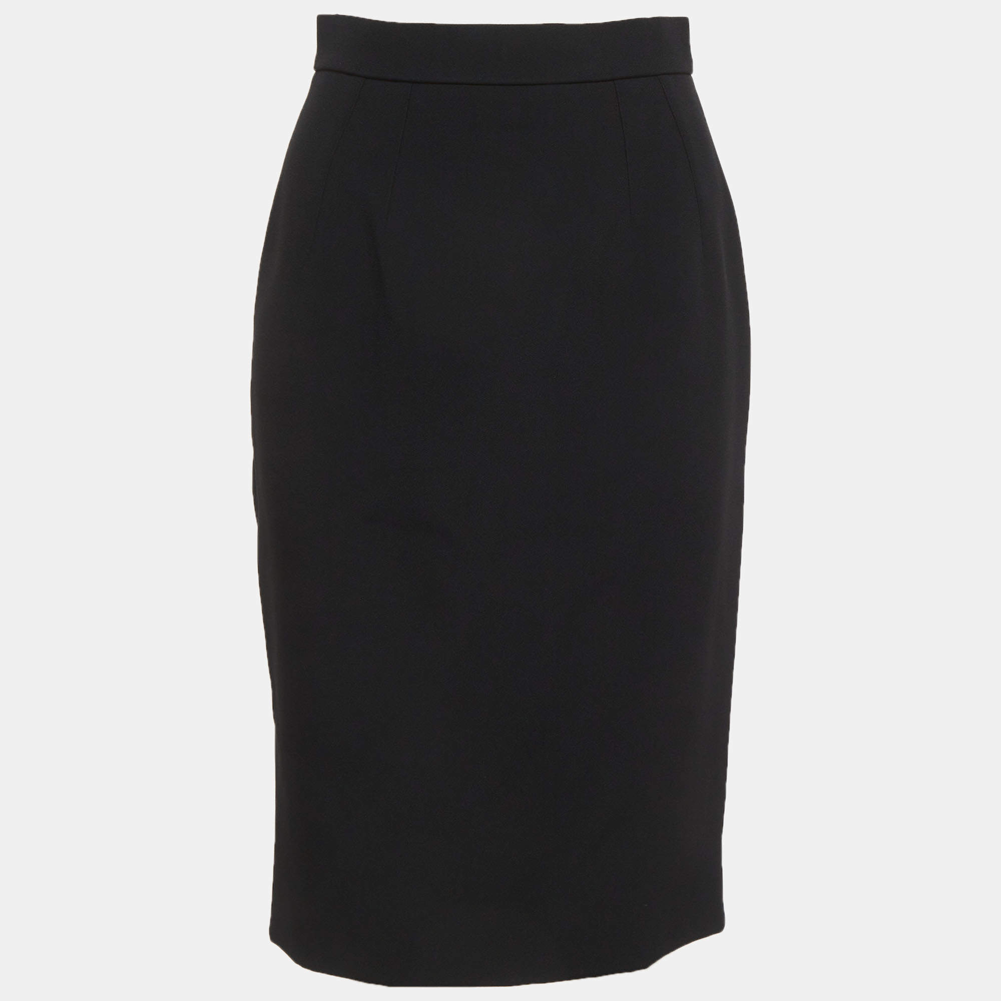 Pre Owned Dolce & Gabbana Black Crepe Pencil Skirt S