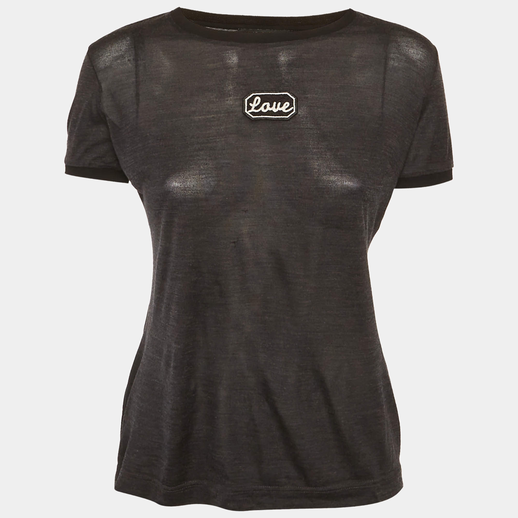 Pre Owned Dolce & Gabbana Grey Applique Jersey T-Shirt S