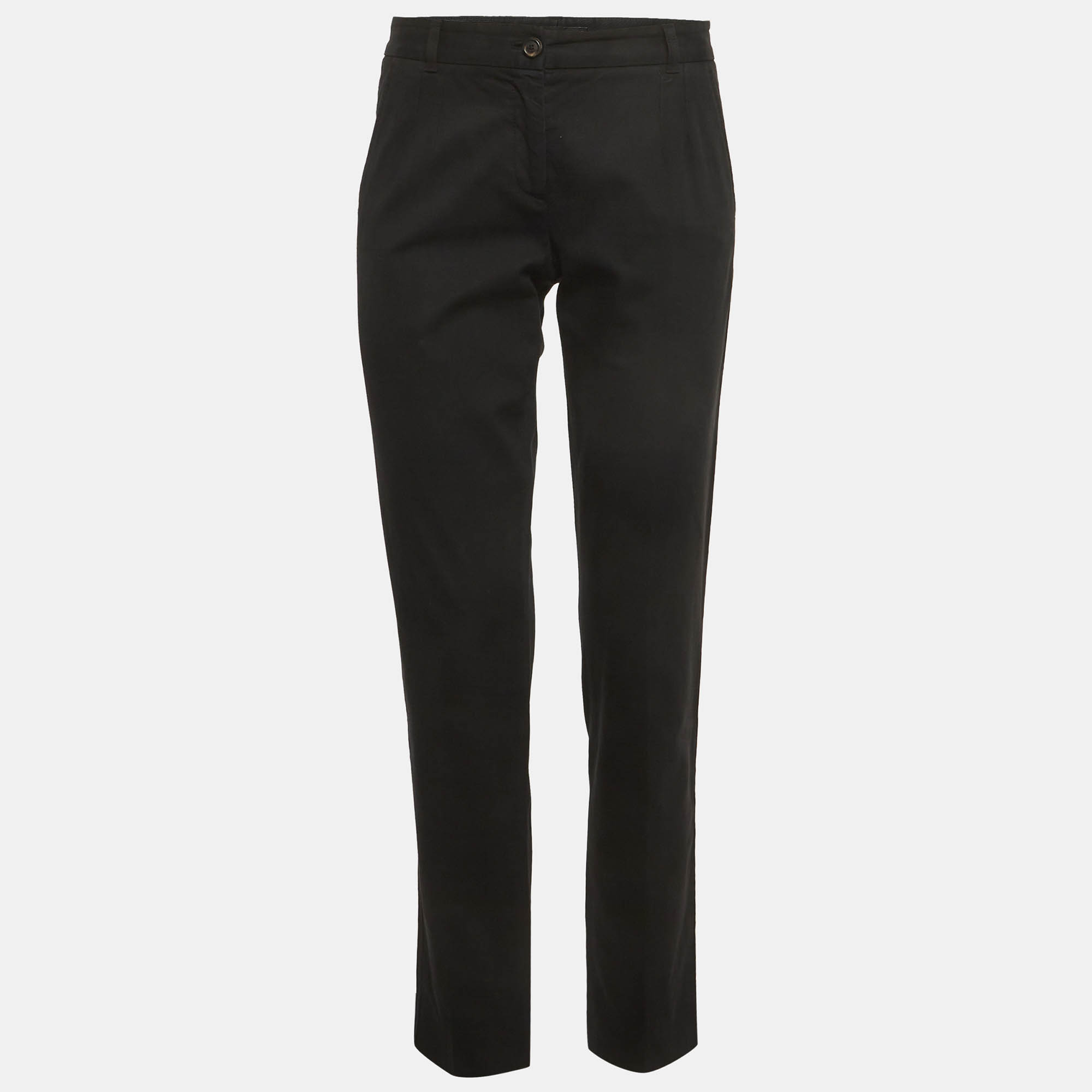 مملوكة مسبقًا Dolce & Gabbana Black Gabardine Straight Fit Trousers S