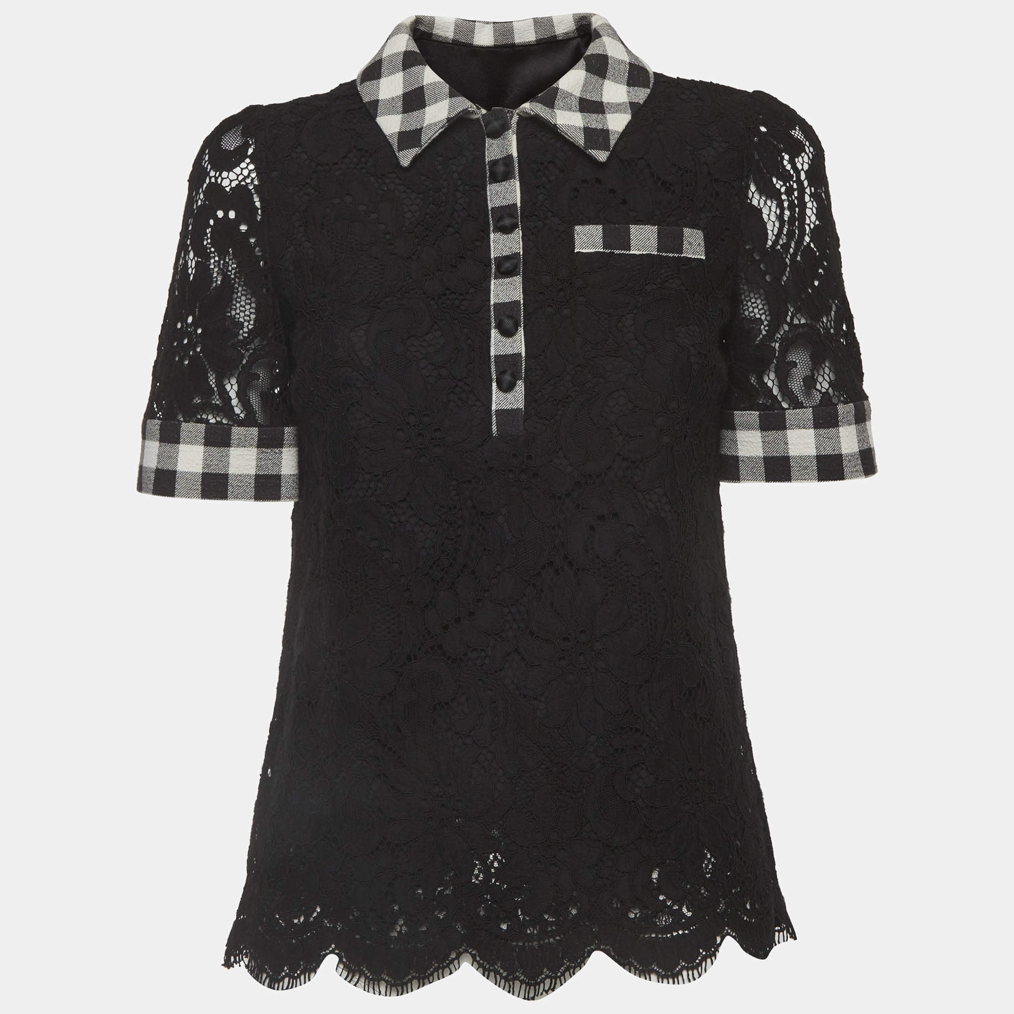 Pre Owned Dolce & Gabbana Black Lace T-Shirt S