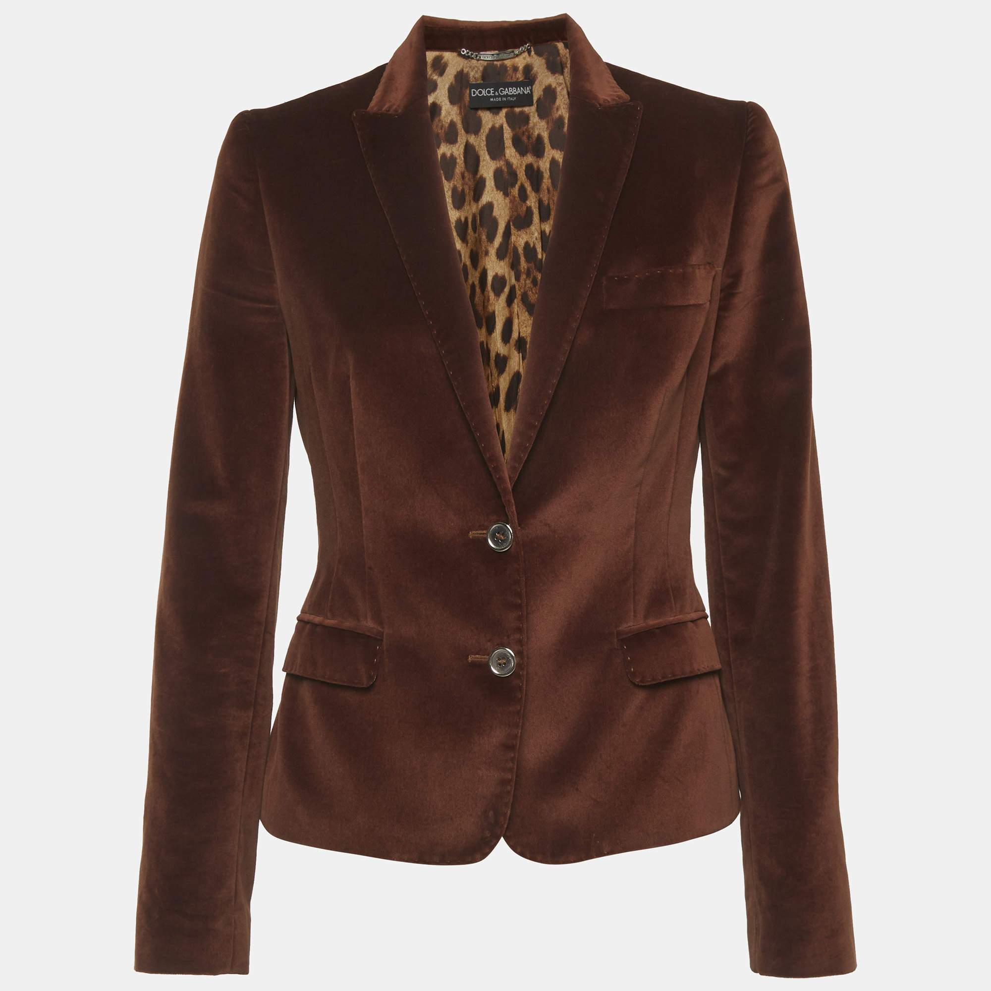 مملوكة مسبقًا Dolce & Gabbana Brown Velvet Lapel Collar Blazer M