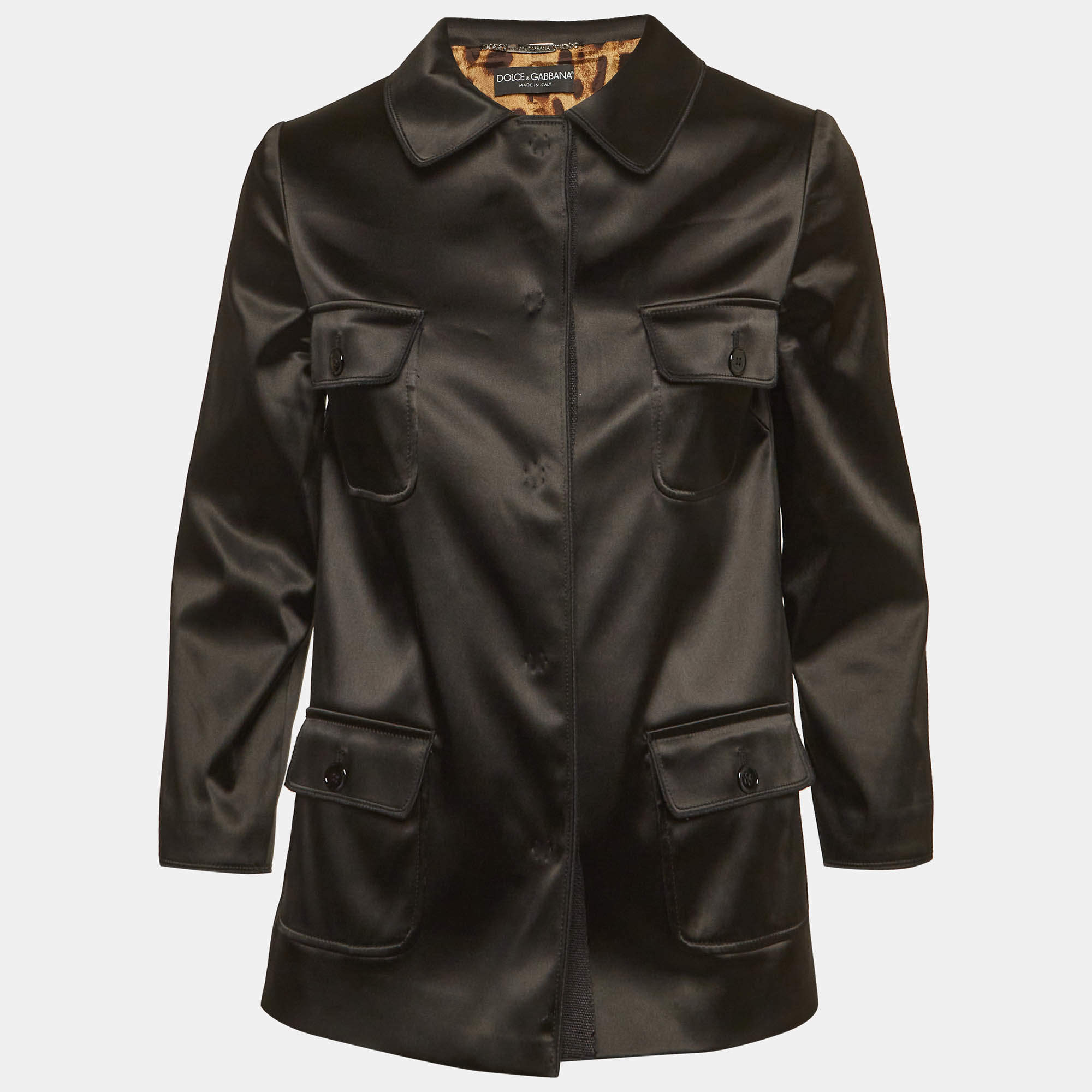 Pre Owned Dolce & Gabbana Black Satin Pocket Detail Jacket S