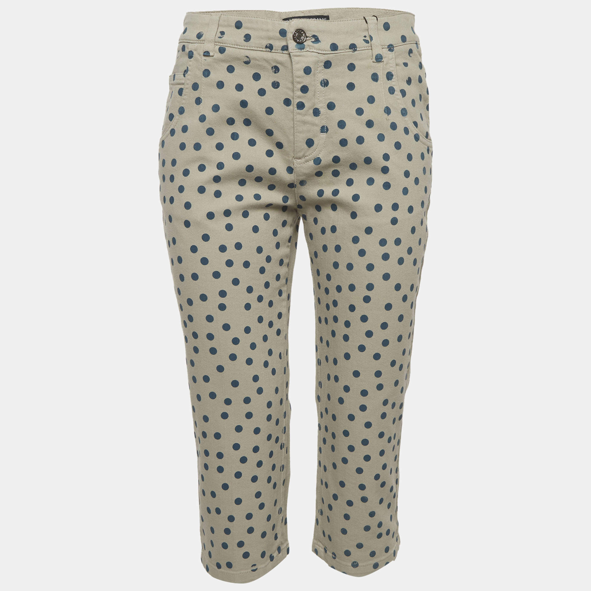 Pre Owned بنطلون سابرينا كابري دنيم منقط رمادي دولتشي أند غابانا مقاس صغير (سمول)