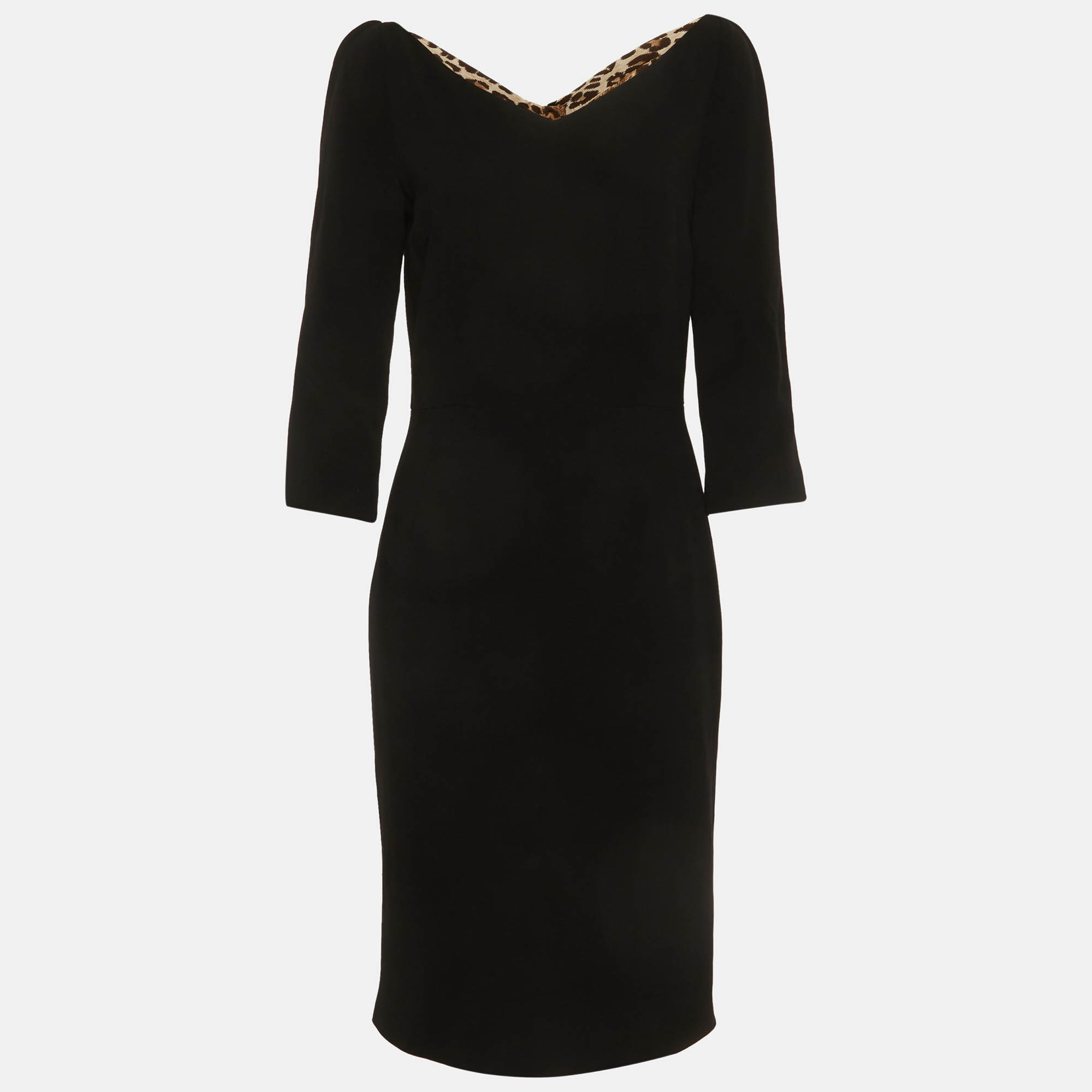 Pre Owned Dolce & Gabbana Black Crepe Sheath Dress M