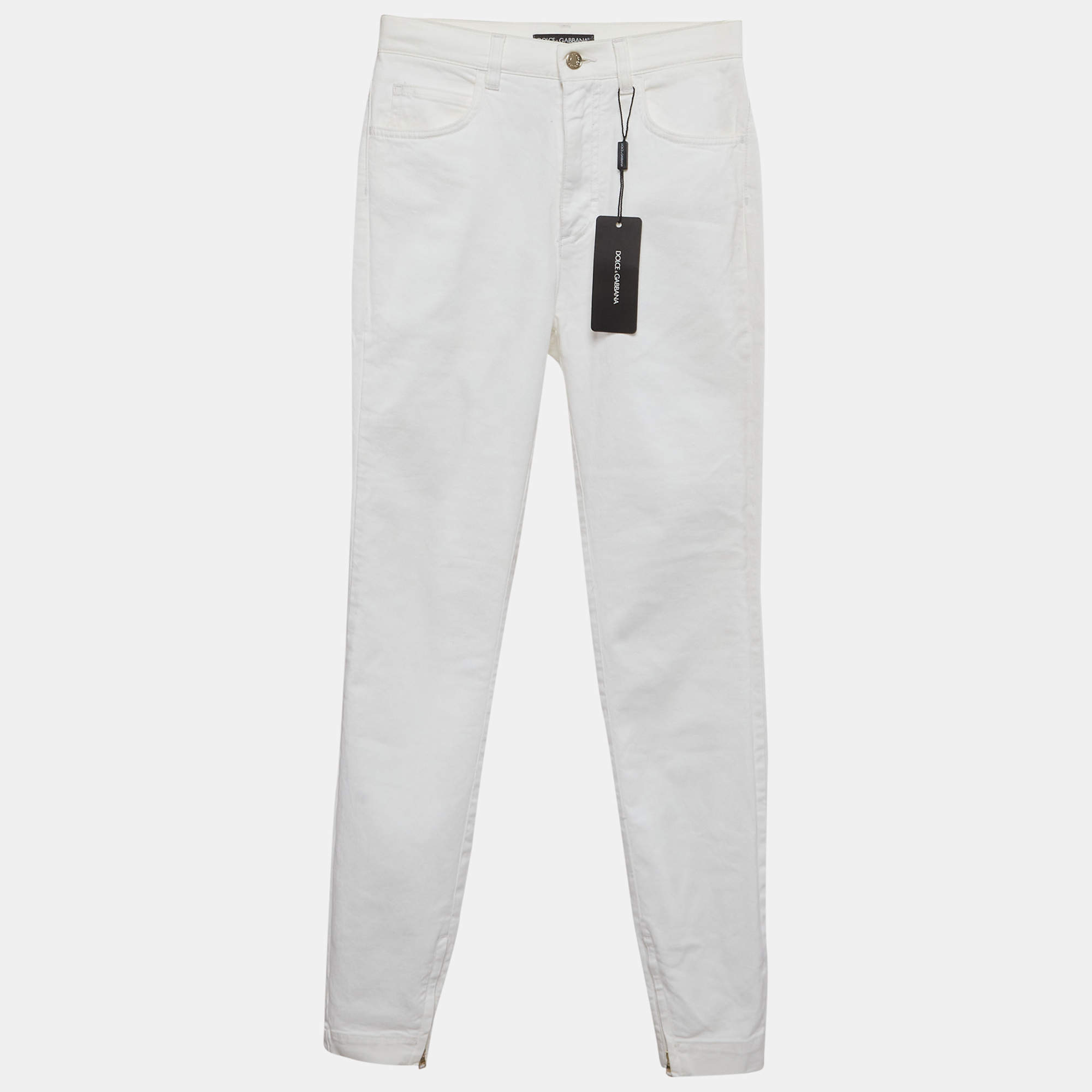مملوكة مسبقًا Dolce & Gabbana White Denim Fit Jeans S/Waist 26"