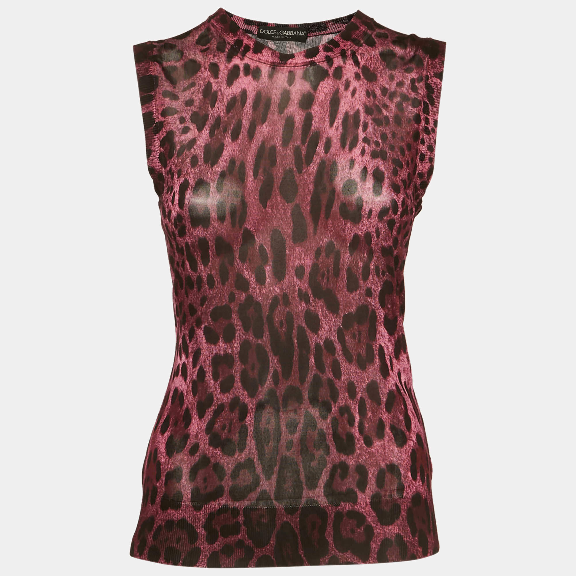 Pre Owned Dolce & Gabbana Magenta Knit Tank Top M