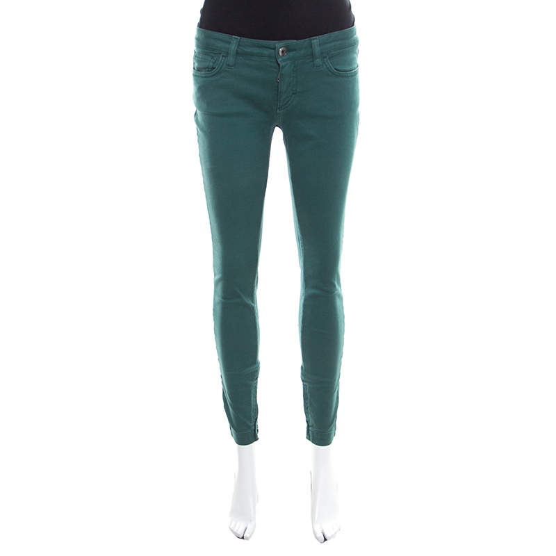 Pre Owned Dolce & Gabbana Green Skinny Pretty Jeans S