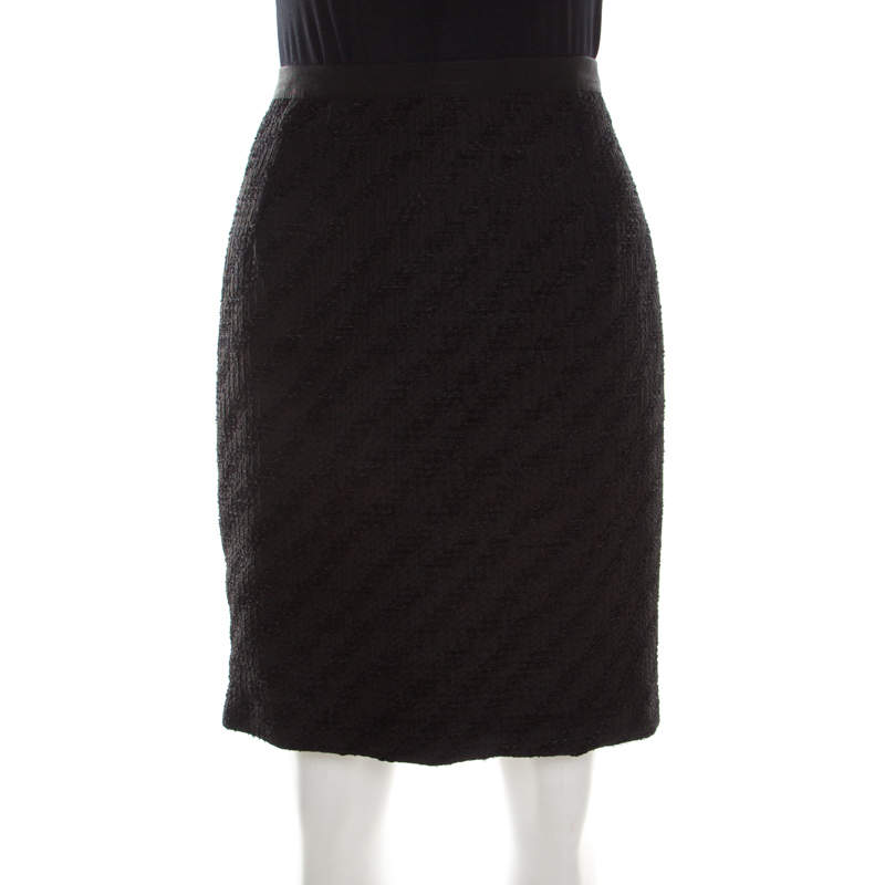 مملوكة مسبقًا تنورة دولتشي أند غابانا جاكار مطبوع نقشة الفهد ببطانة سوداء M