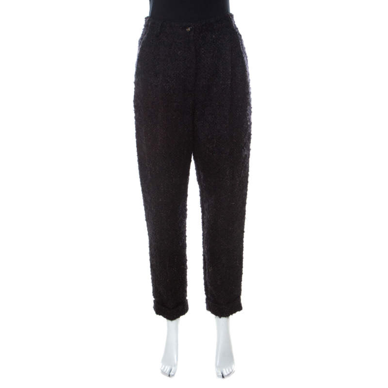Pre Owned Dolce & Gabbana Brown Fuzzy Wool Blend Carrot Fit Trousers S