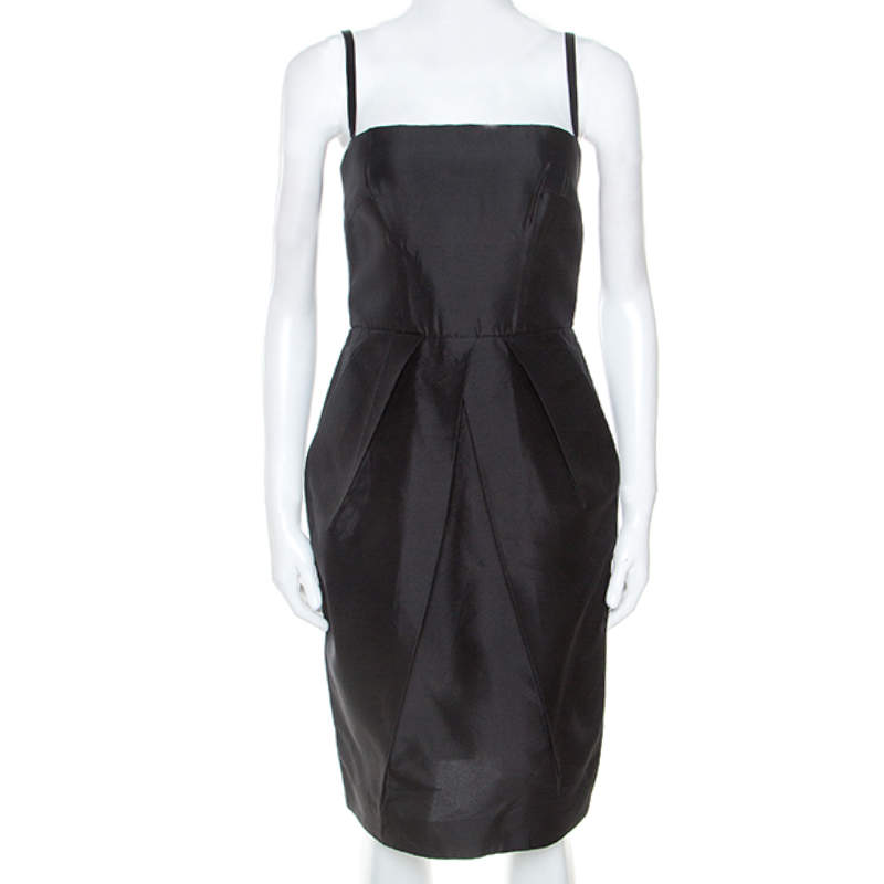 Pre Owned Dolce & Gabbana Black Taffeta Sleeveless Short Dress S