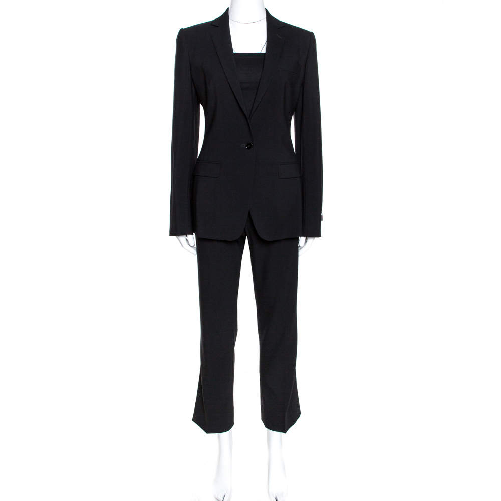 Pre Owned Dolce & Gabbana Black Wool Martini Trouser Suit S