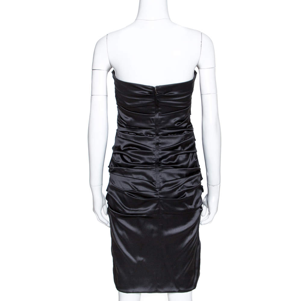 black silk strapless dress