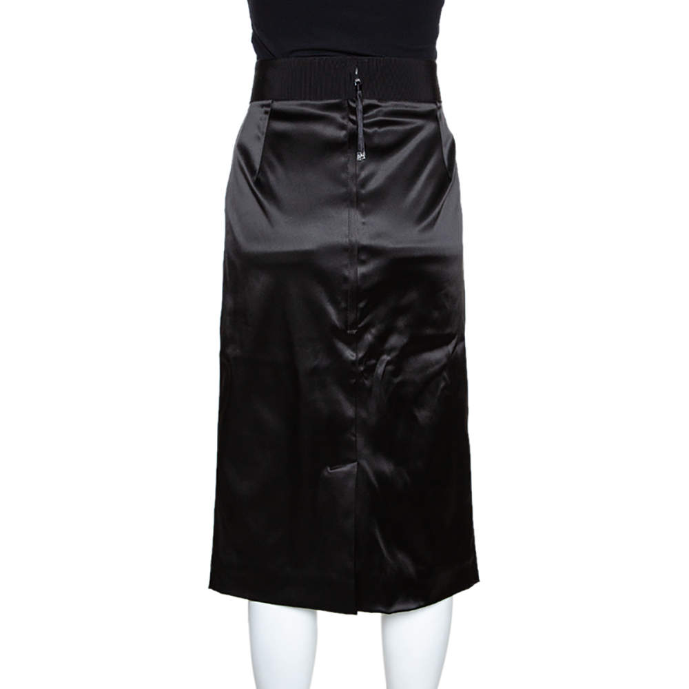 black satin pencil dress