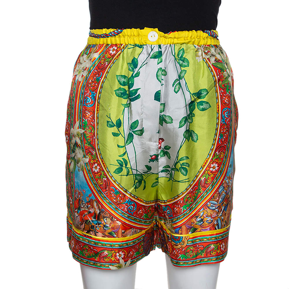 Dolce & Gabbana Multicolor Sicilian Print Silk Shorts M 