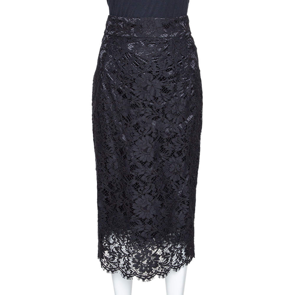 Dolce & Gabbana Black Floral Lace Pencil Skirt M Dolce & Gabbana | TLC