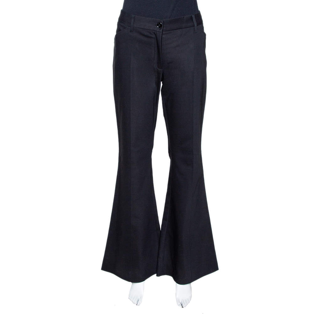 Pre Owned Dolce & Gabbana Black Stretch Cotton Flared Pants L