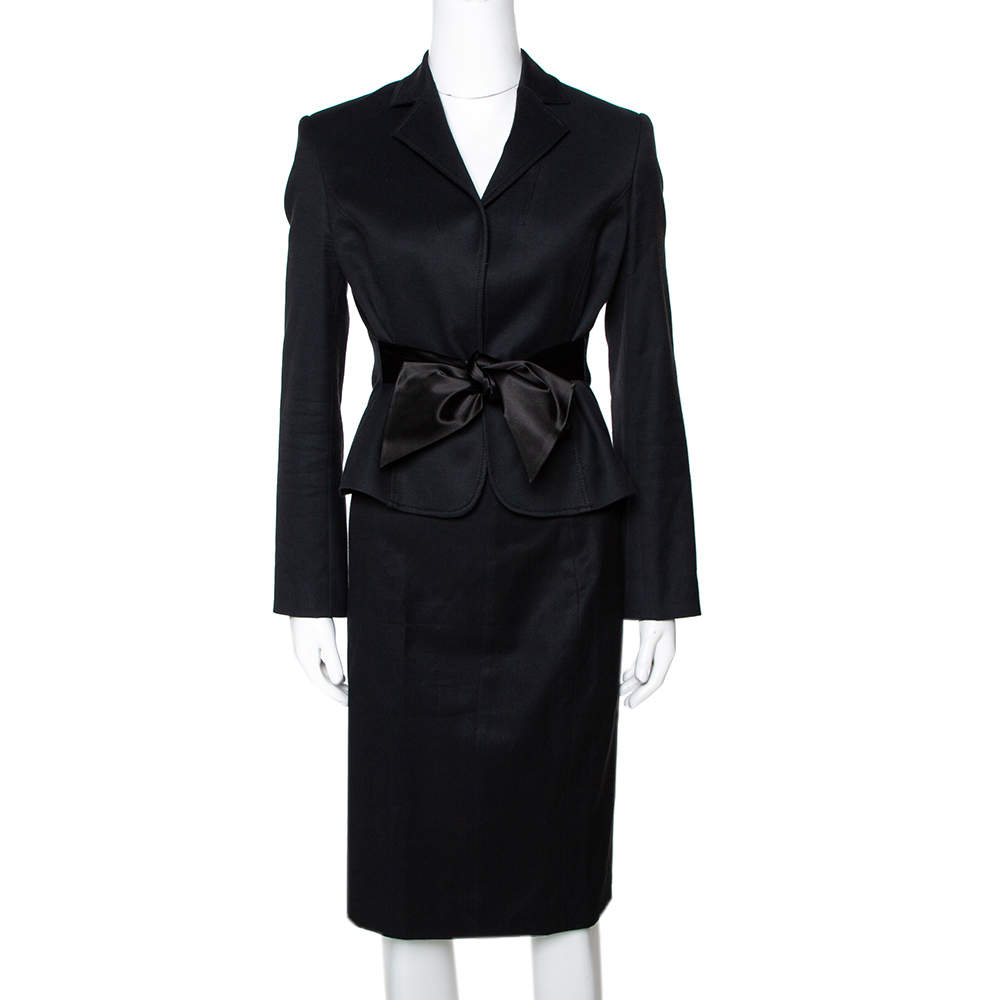 Pre Owned تنورة دولتشي آند غابانا قطن سترتش أسود مفصل مقاس صغير - سمول