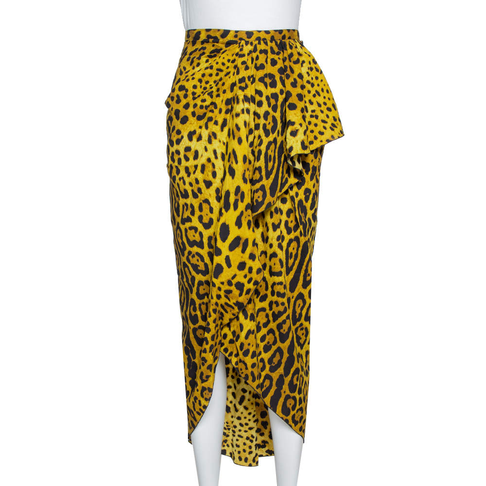 Dolce gabbana leopard midi skirt sale