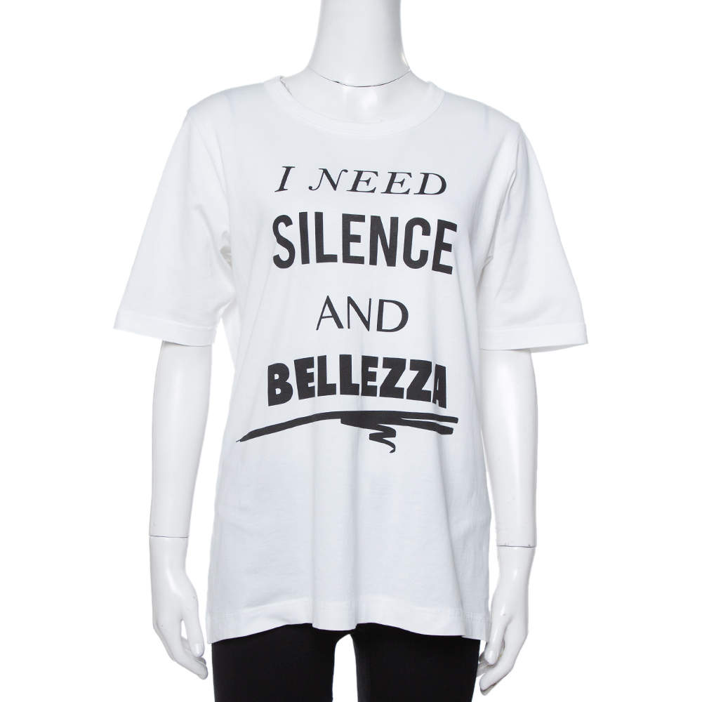 Dolce & Gabbana White I Need Silence Print Cotton T-Shirt S