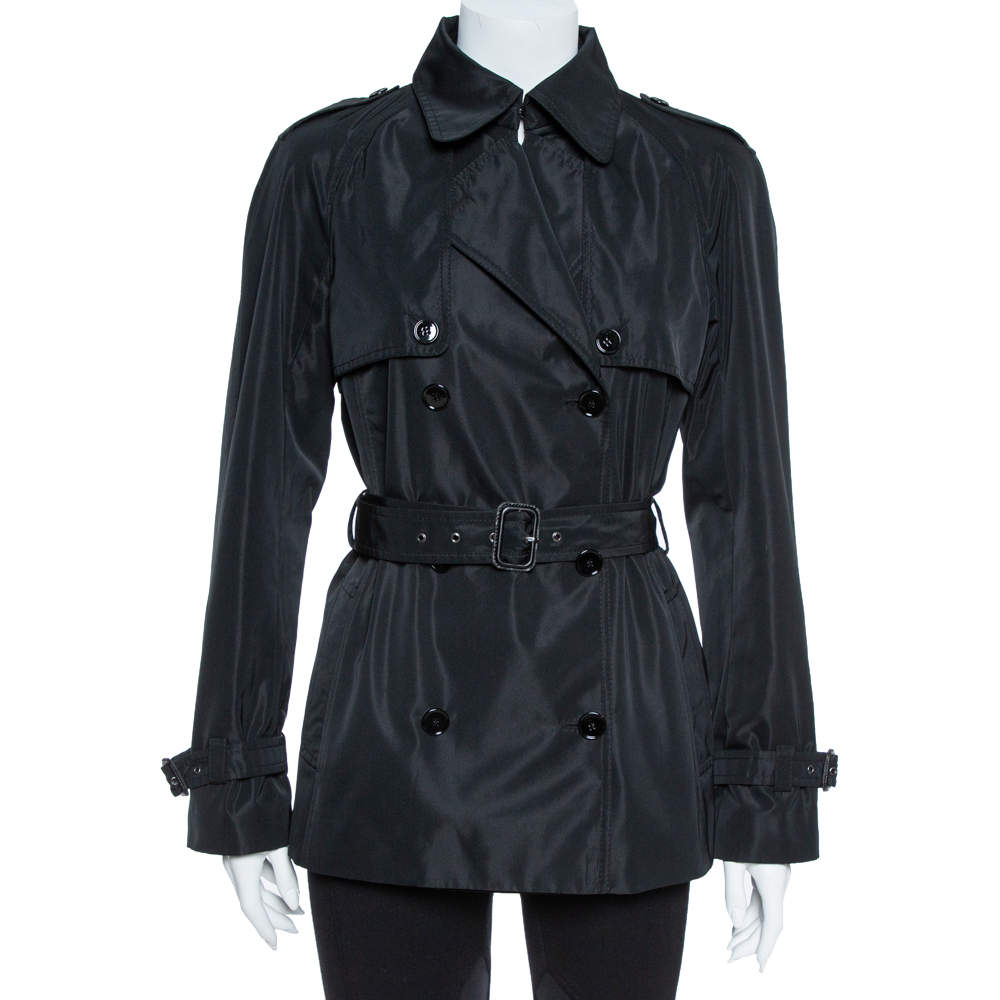 مملوكة مسبقًا Dolce & Gabbana Black Polyester Double Breasted Coat S