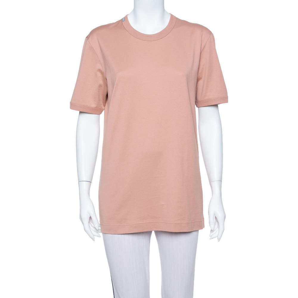 Pre Owned Dolce & Gabbana Salmon Pink Cotton Crewneck T Shirt L