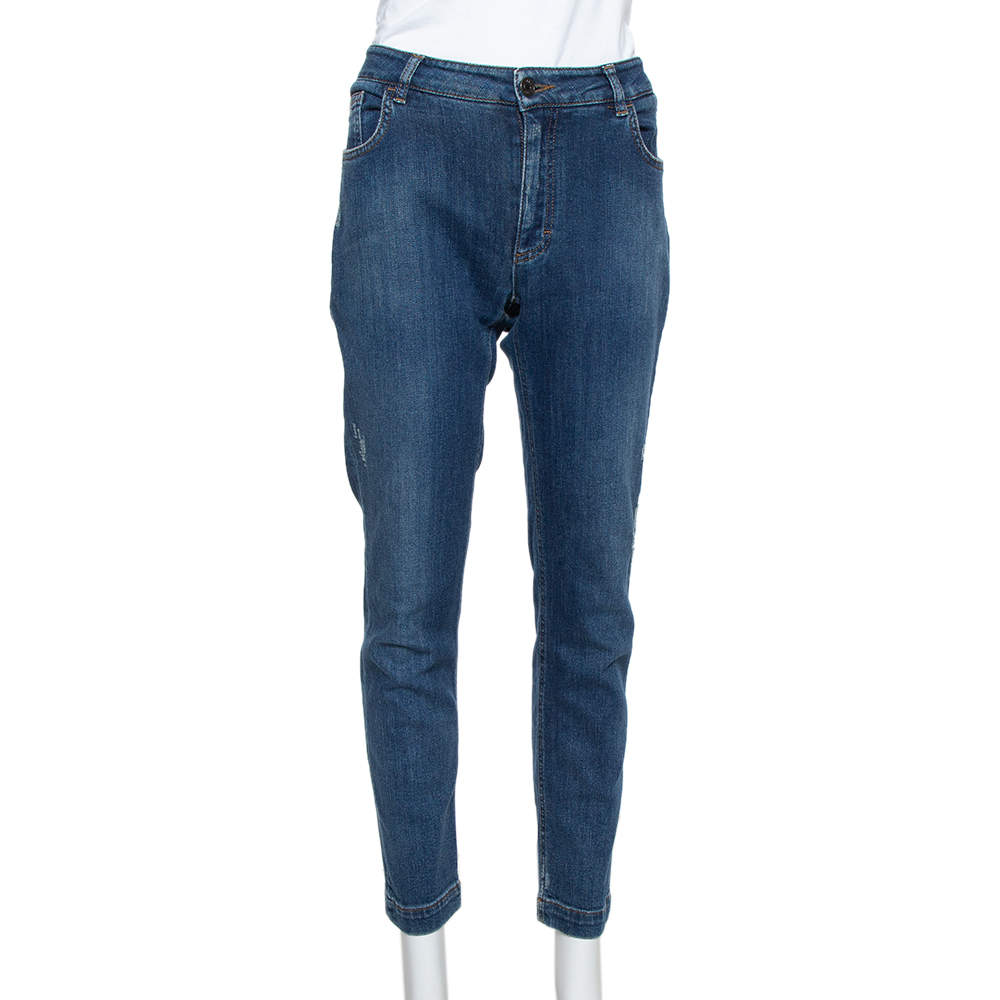 Pre Owned Dolce & Gabbana Navy Blue Denim Slim Fit Kate Jeans L