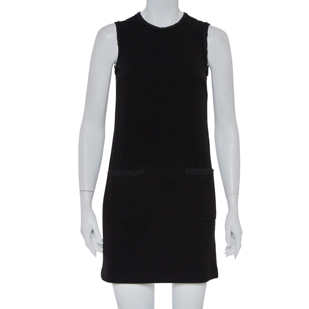 Pre Owned Dolce & Gabbana Black Crepe Sleeveless Shift Dress S