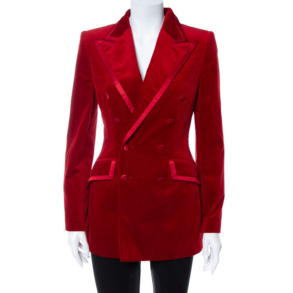 Double breasted clearance red velvet blazer