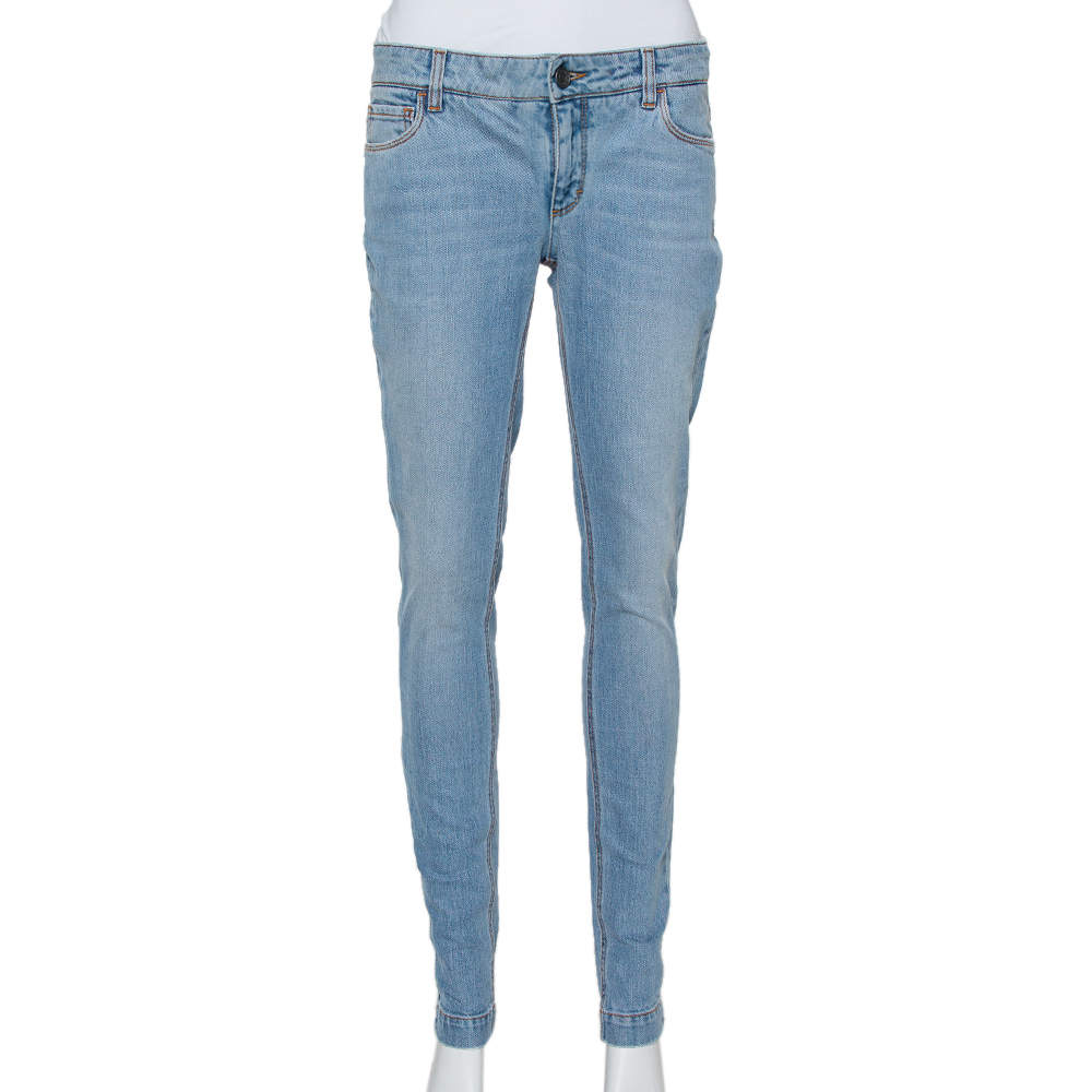 Pre Owned Dolce & Gabbana Light Blue Denim Tapered Leg Jeans S