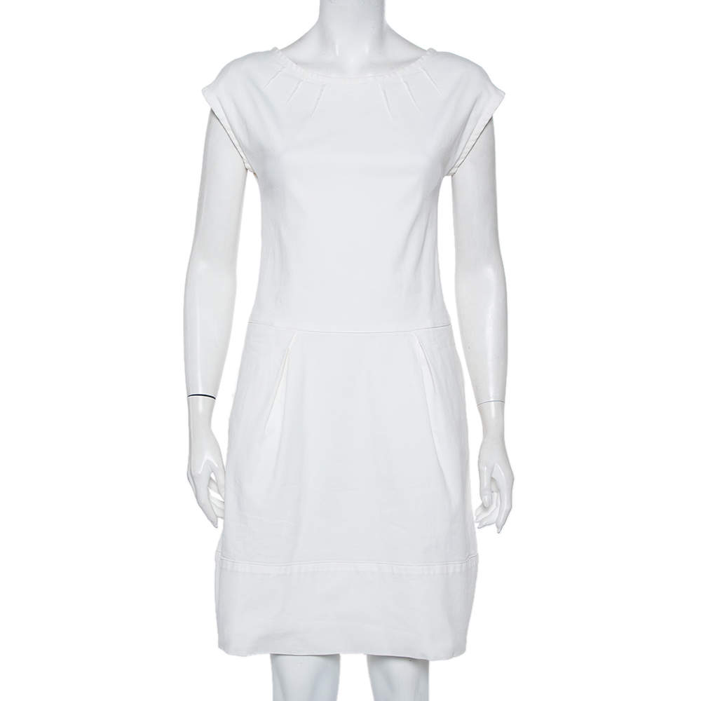 Pre Owned Dolce & Gabbana White Denim Mini Dress S