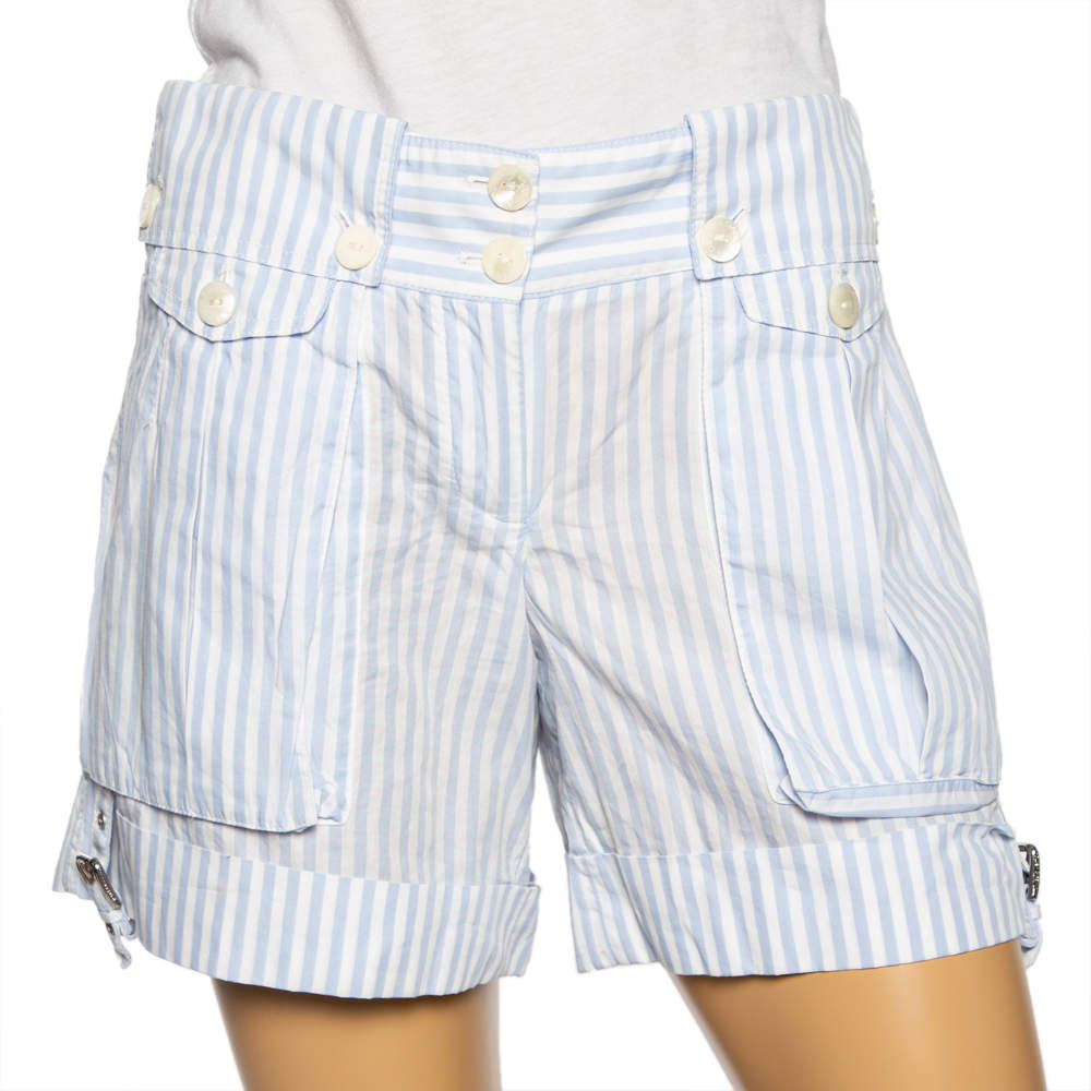 Dolce & Gabbana Blue & White Striped Cotton Shorts S