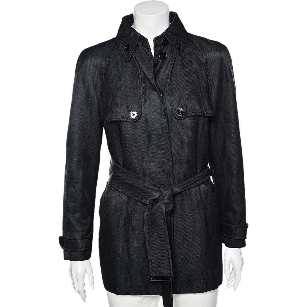 Dolce & Gabbana Black Cotton Belted Button Front Jacket M