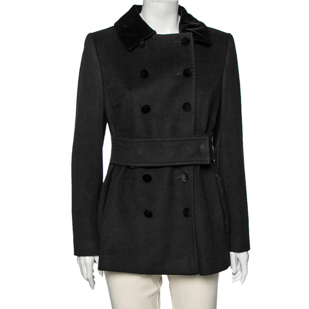 Pre Owned Dolce & Gabbana Black Wool Double Breasted Short Coat M