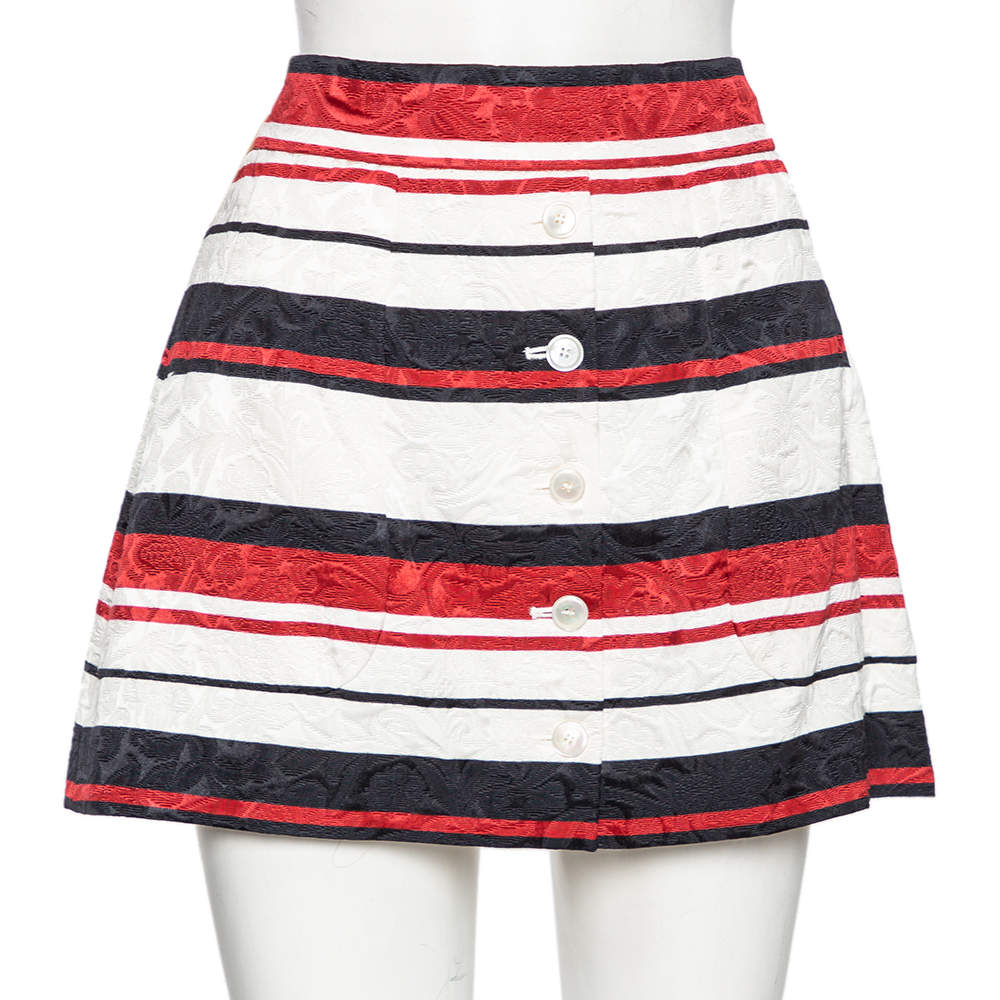 Pre Owned Dolce & Gabbana Multicolor Striped Jacquard Mini Skirt M