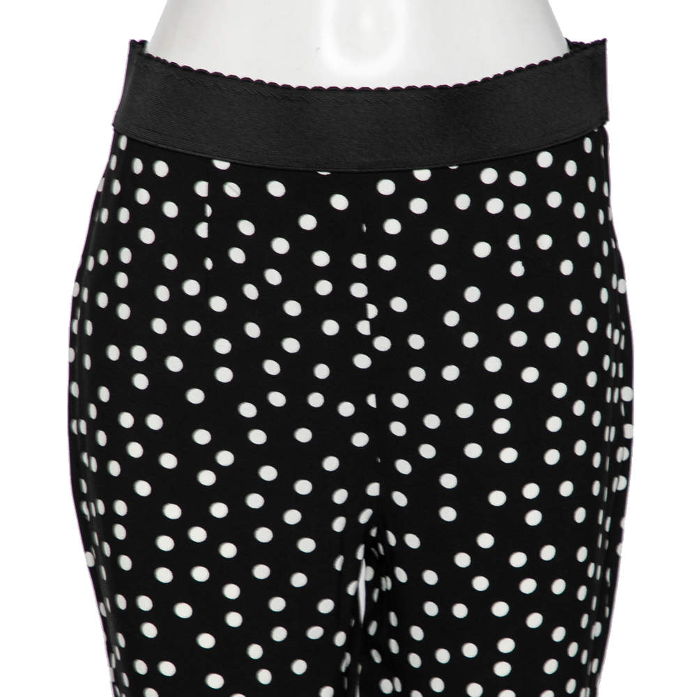 Dolce & Gabbana Monochrome Polka Dot Crepe Leggings M Dolce & Gabbana