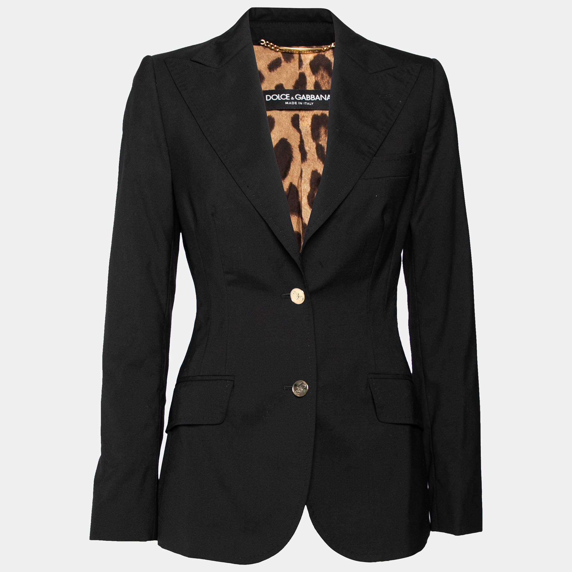 Pre Owned بليزر دولتشي أند غابانا صوف أسود بصدرية فردية مقاس وسط ( ميديوم )