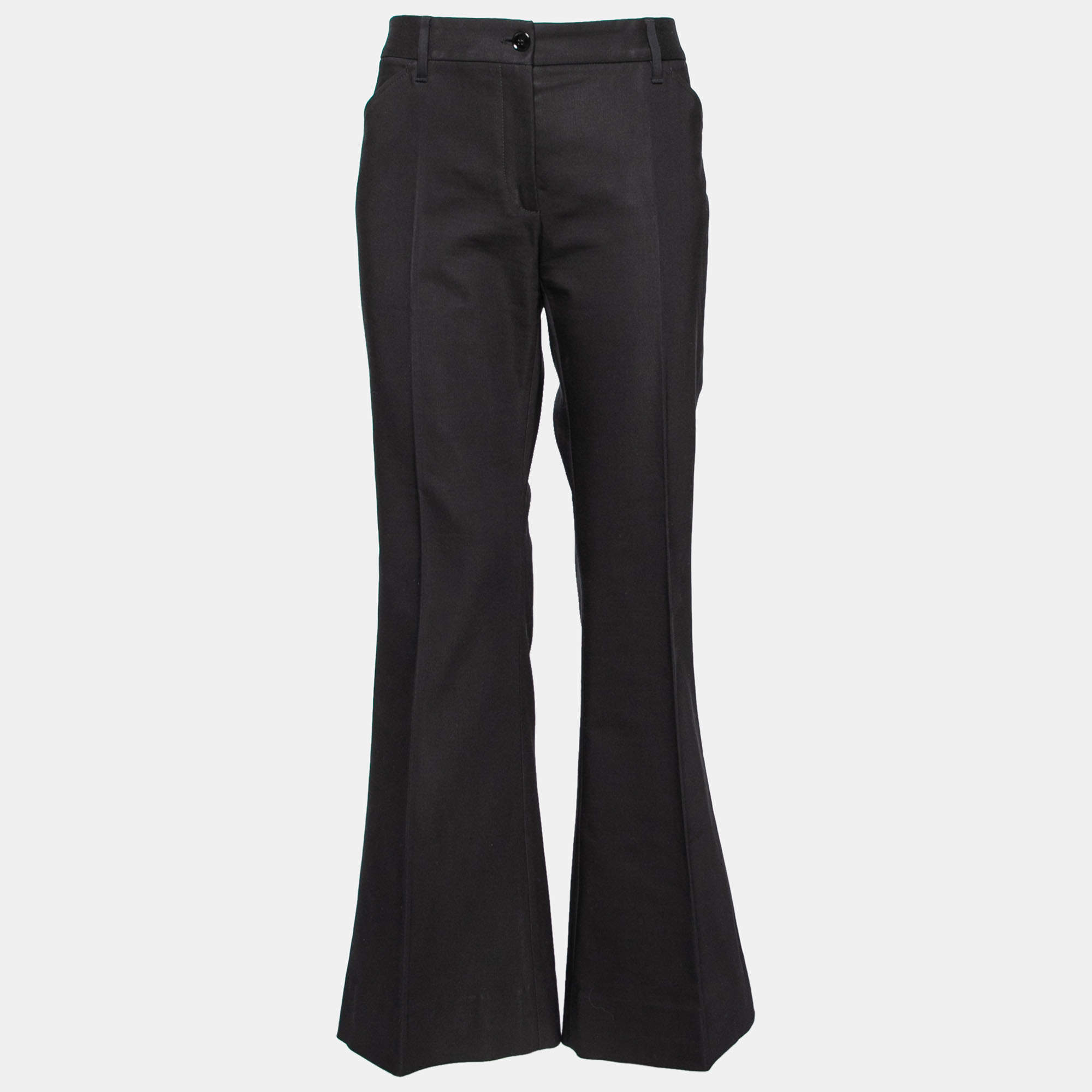 Pre Owned Dolce & Gabbana Black Cotton Flared Trousers L
