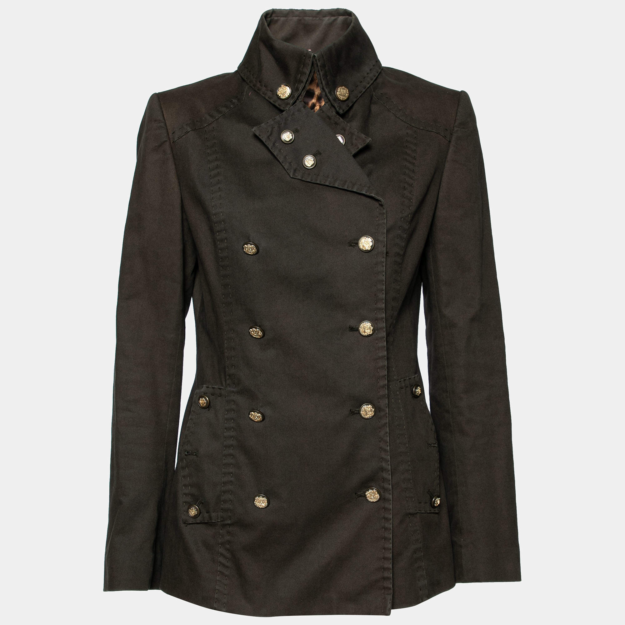 Pre Owned Dolce & Gabbana Military Green Cotton Double Breasted Jacket M