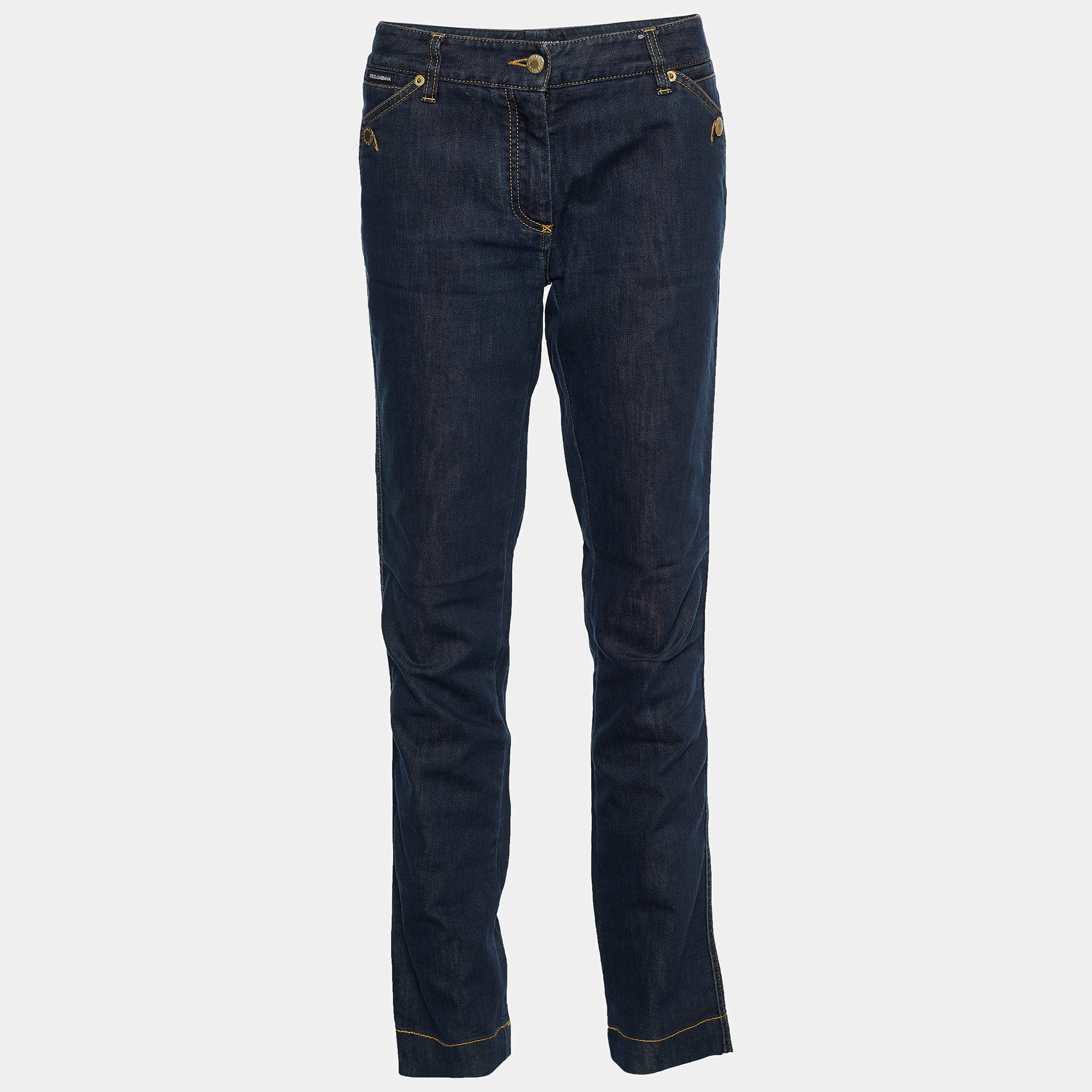 Pre Owned Dolce & Gabbana Indigo Dark Wash Denim Straight Fit Jeans L