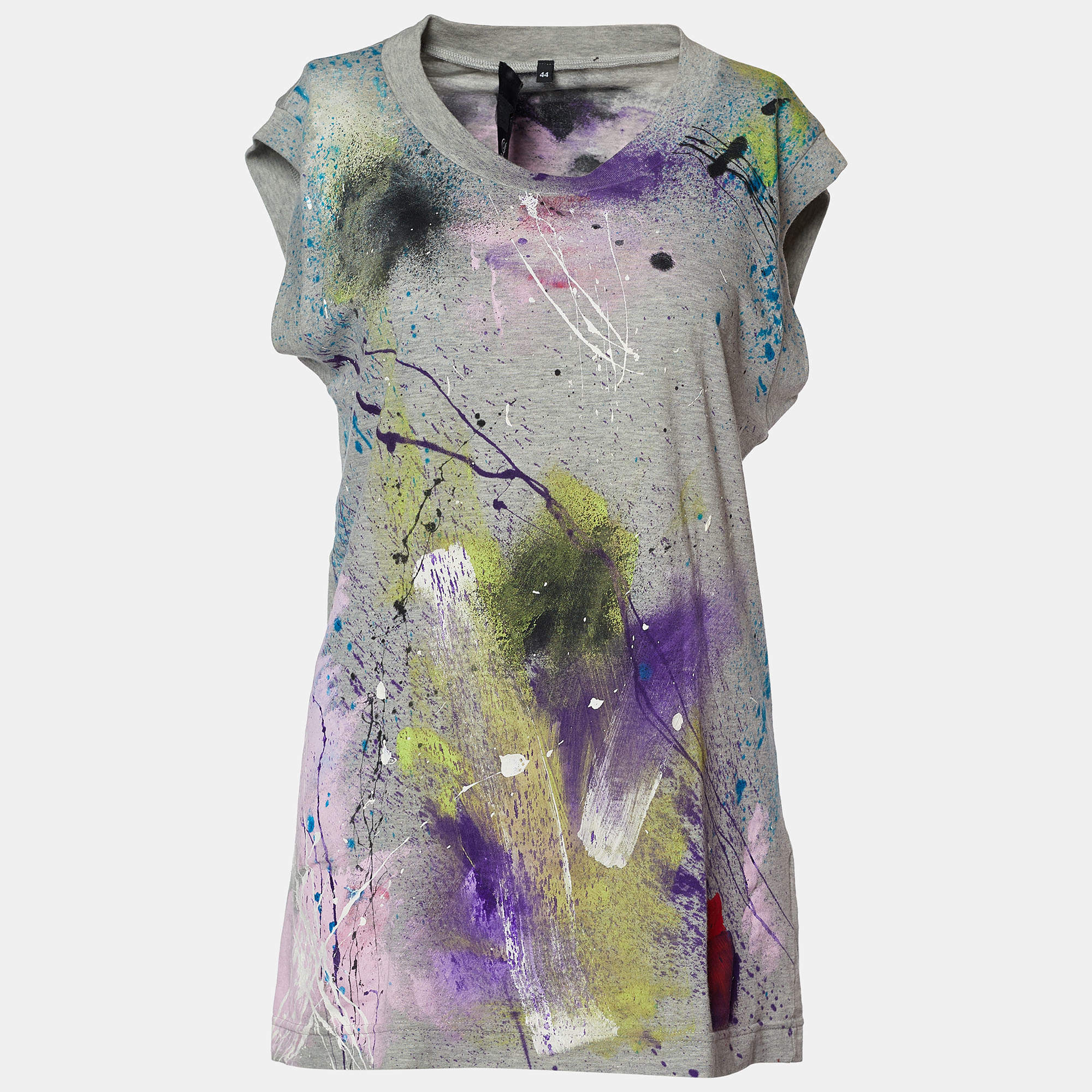 مملوكة مسبقًا Dolce & Gabbana Grey Jersey Limited Edition Hand Painted Top M