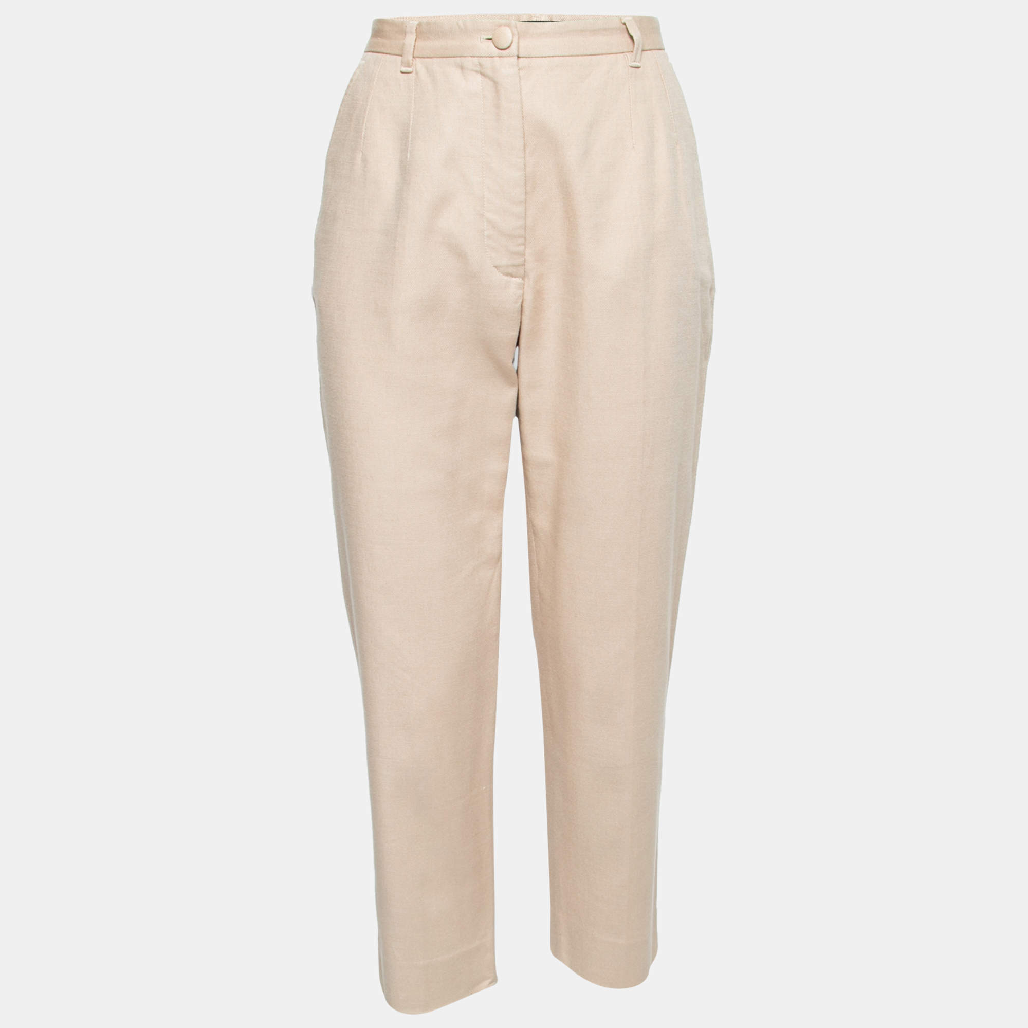 Pre Owned Dolce & Gabbana Beige Cotton Trouser M